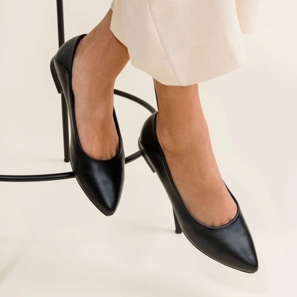 Nisolo Fina Black Leather Pointed Toe Flat Size 11 - Picture 1 of 11